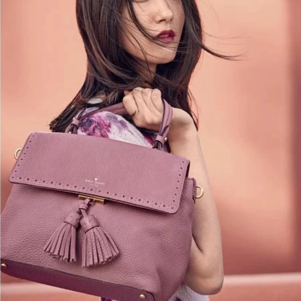 Kate Spade James Street Sparrow satchel in burgundy pebbled leather